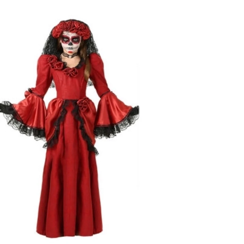 Costume d'halloween pour adultes, robe de mariée, à manches longues noires, tête de mort, effrayant, cosplay, pour hommes