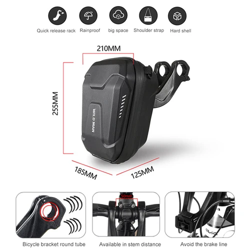 Imagen 2 del producto WILD MAN E8 bolsa para manillar de bicicleta 3L EVA carcasa dura Scooter Eléctrico MTB bicicleta de carretera bolso de hombro bolsa frontal