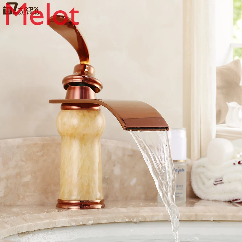 Copper Faucet Hot and Cold Wash Basin Rose Gold Undercounter Basin Faucet European Style Explosive Cloth Wash Basin Jade Faucet