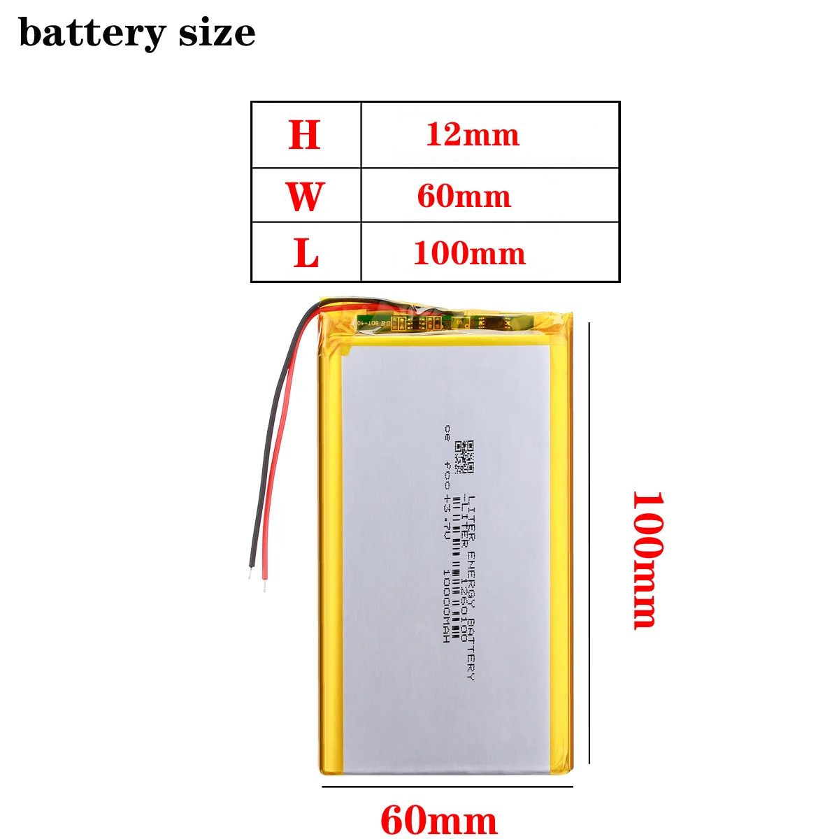 Good Qulity 3.7V,10000mAH 1260100 Polymer lithium ion / Li-ion battery for tablet pc BANK,GPS,mp3,mp4