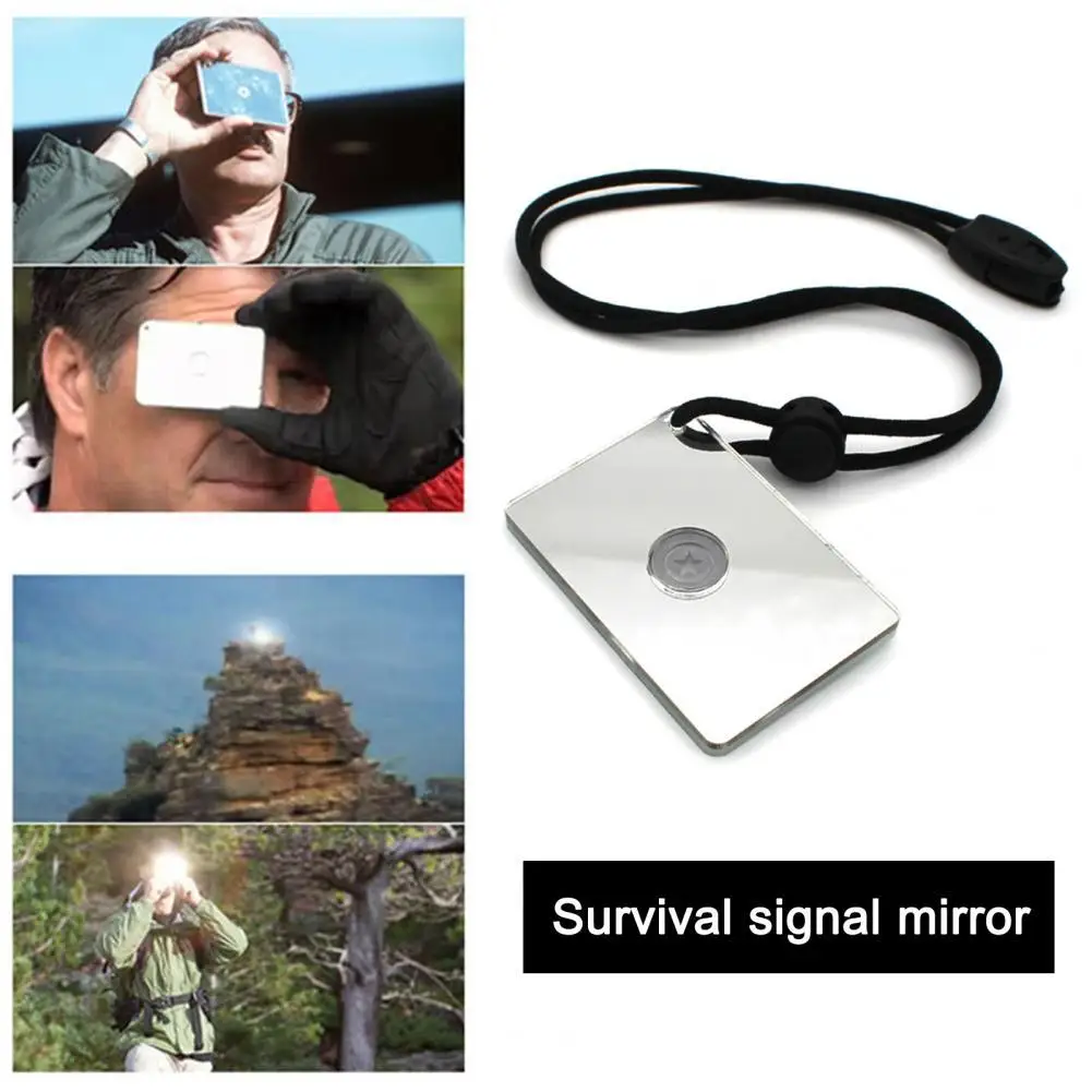 Portable  Versatile Acrylic Heliograph with Rope Outdoor Tools Reflective Boat Signal Mirrors Fluorescent   for Outdoor