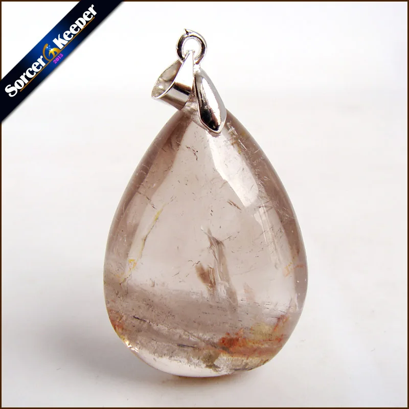 Rare Natural Quartz Gold Rutilated Garden Quartz Crystal Love Necklace Pendant natural minerals Fish Tank Beads MS966