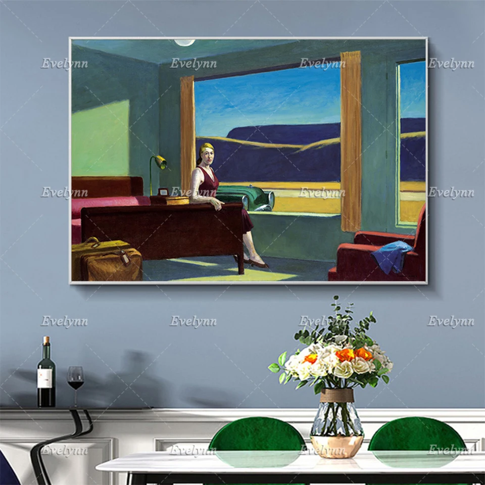 Western Motel By Edward Hopper, Vintage Artwork,Minimalism Wall Art Prints Home Decor Canvas Unique Gift Floating Frame