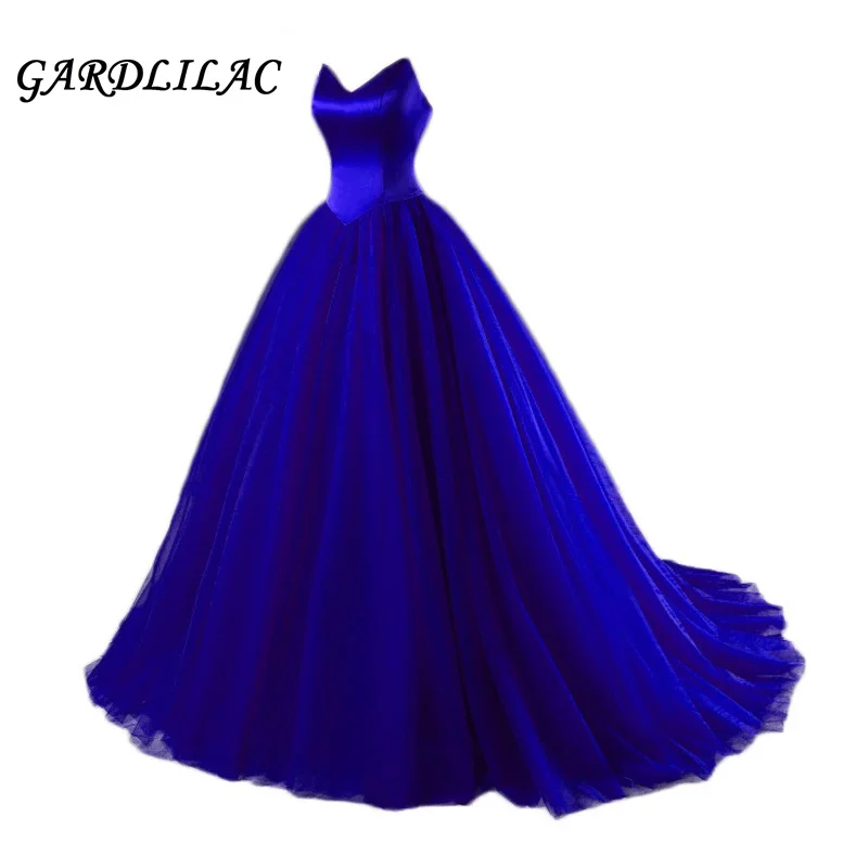 Gardlilac Vrouw 'S Sweetheart Satin Tulle Prom Jurken Strapless V-hals Avondjurken Backless Formele Trouwjurken 2021