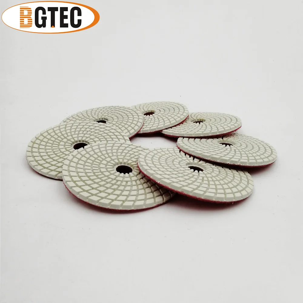 BGTEC-almohadillas de pulido profesionales, disco de pulido flexible de diamante húmedo de 4 pulgadas, 7 piezas, #400, 100mm, para pulir granito, mármol, cerami
