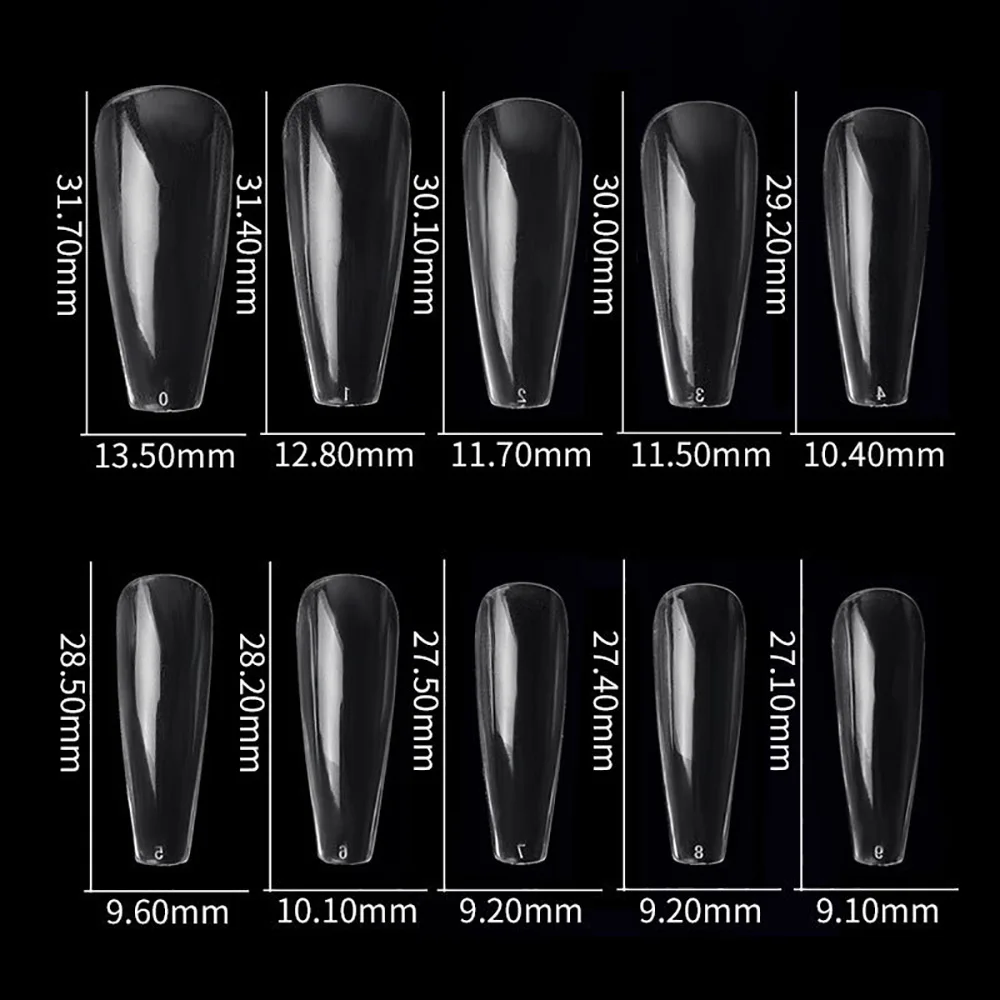 500pcs punte per unghie bara copertura completa unghie finte stampa artificiale su Ballerina lunga