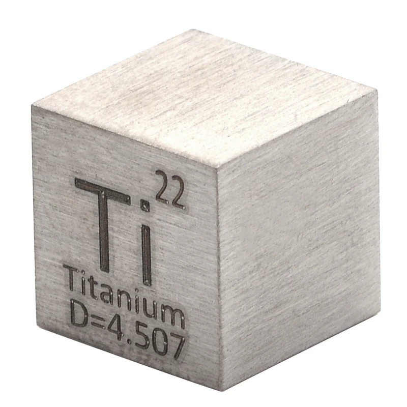 1Pcs 99.5% High Purity Titanium Ti Metal Carved Element Periodic Table 10x10x10mm Cube For Collection Class Teaching Supplies