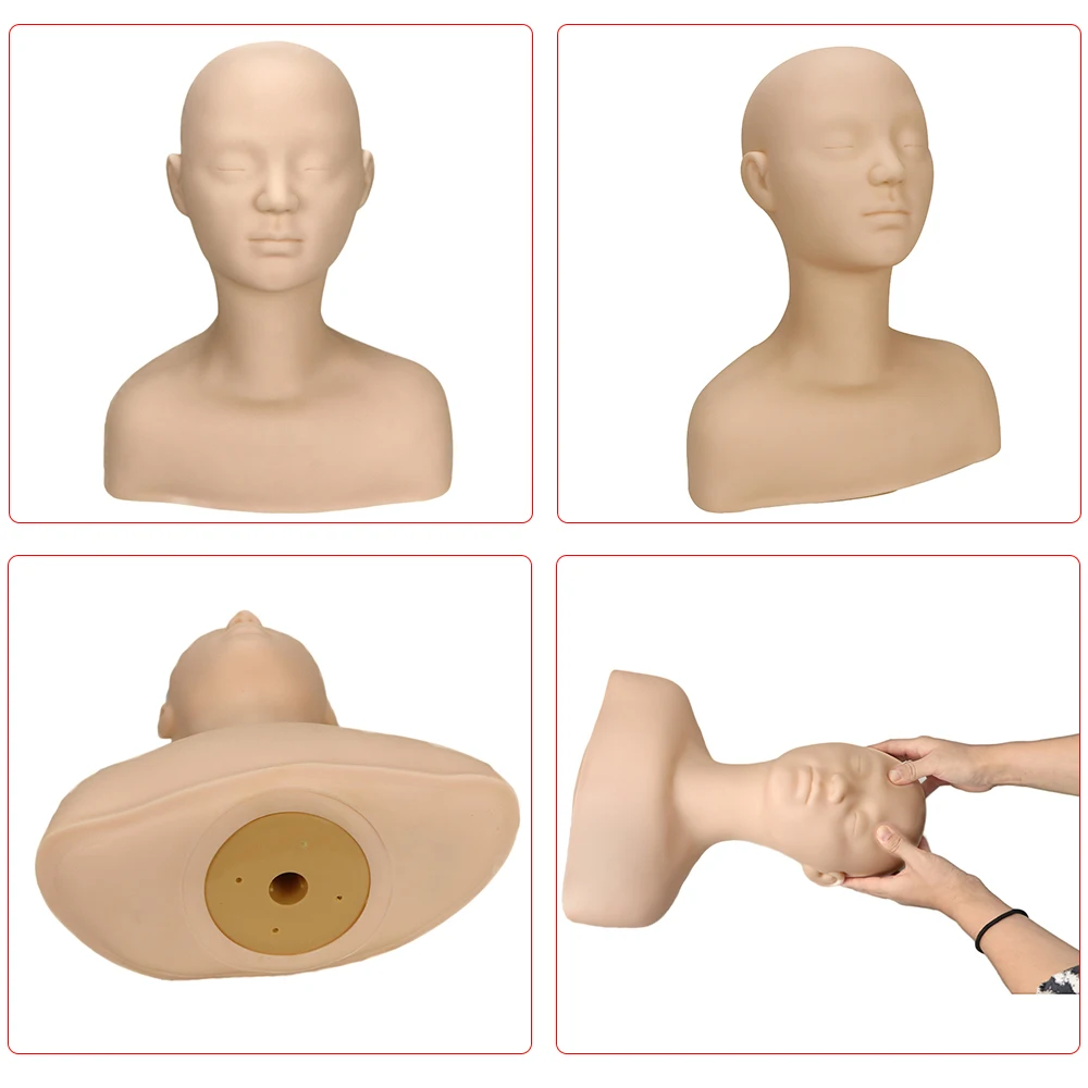 Half Body Soft Massage Model Cosmetology Make Up/Grafting Eyebrow Design Practice Training Mannequin Head Doll With Shoulder