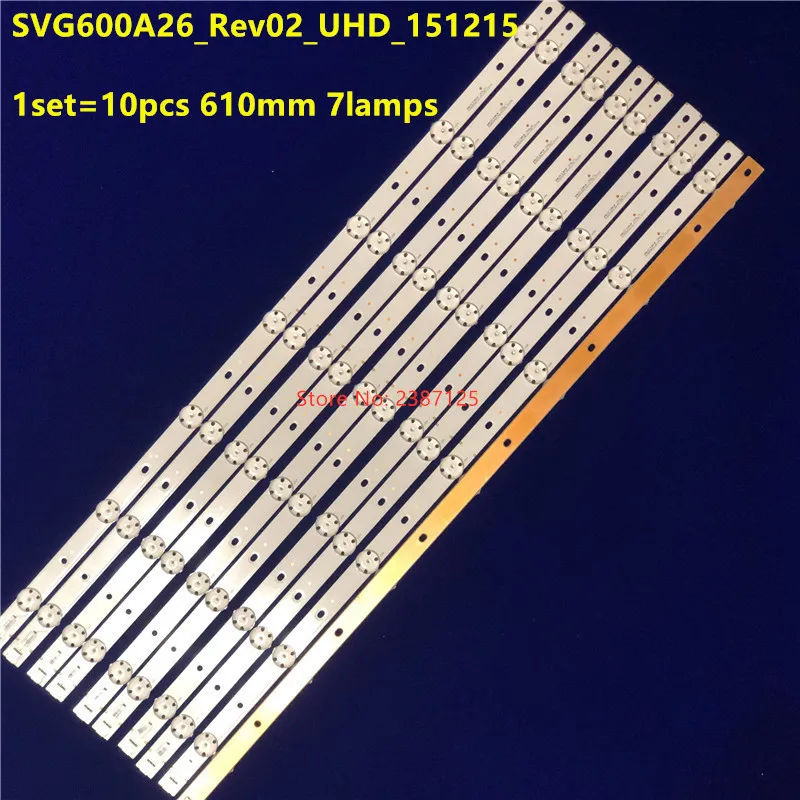 Kit Baru 1Set = 10 Buah 3V 610Mm Strip Lampu Belakang LED 7 Lampu untuk Vizio E60U-D3 SVG600A26 _ Rev02_UHD_151215