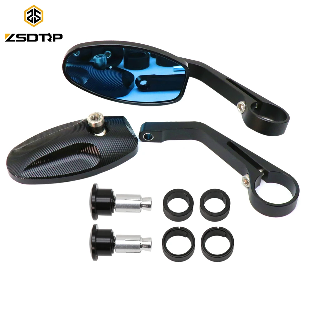 

ZSDTRP 1 Pair 7/8" 22mm Universal Motorcycle Rear View Black 18mm Handle Bar End Side Rearview Mirrors moto Accessories