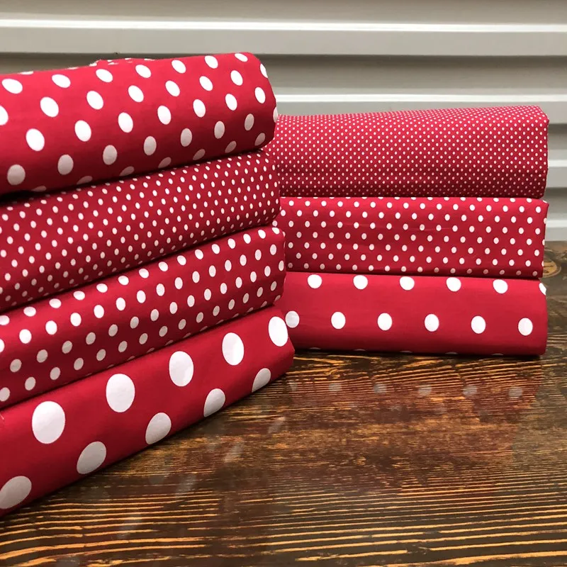 Red And White Polka Dot All-cotton Fabric 2.3.4.6 Millimeter 2 Centimeter Size Dotted WOMEN'S Dress Clothing Fabric/1M