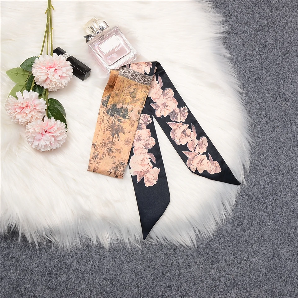 2023 New Design Brand Twill 100% Silk Scarf Women Bag Scarves Wrist Towel Foulard Head Scarf Summer Neckerchief For Ladies