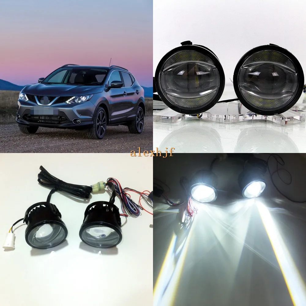 

July King 1600LM 24W 6000K Car LED Q5 Lens Fog Lamp + 1000LM 14W Day Running Lights DRL Case for Nissan Qashqai 2014-2017