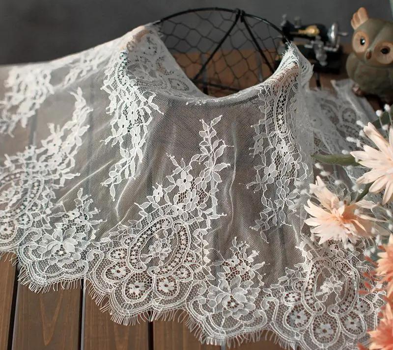 3 M/ Pcs Exquisite France Eyelash Lace Fabric Handmade Diy Curtain Decorative 40CM Wide Clothes Accessories