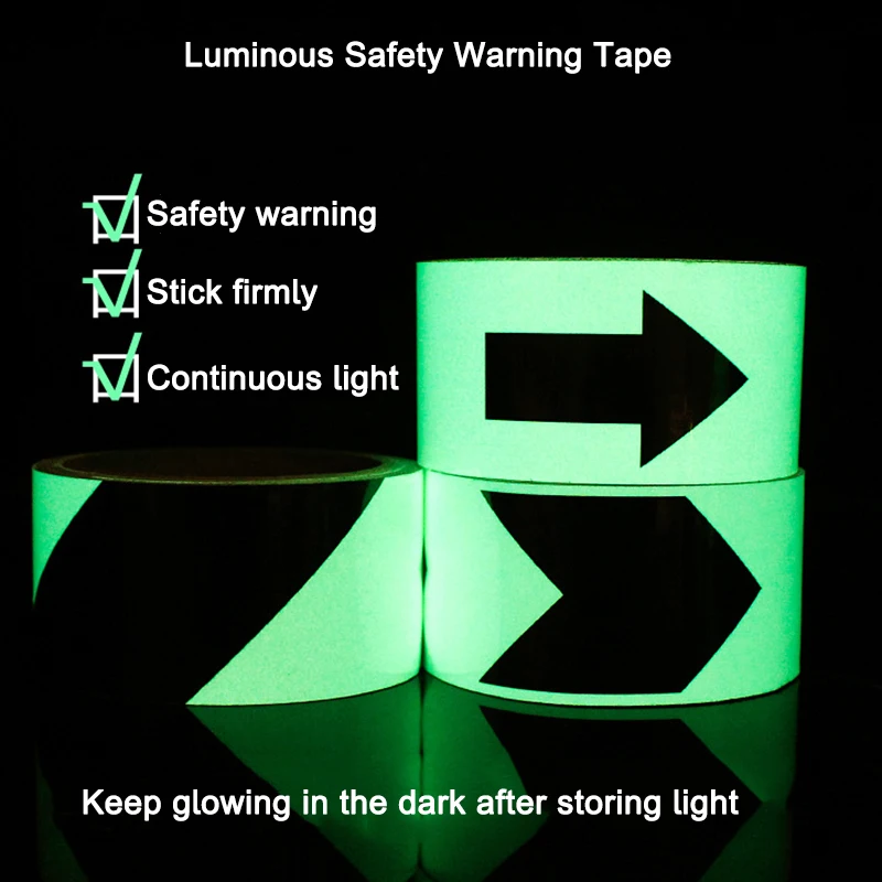 Self-adhesive Luminous Tape Glow In The Dark Tape Fluorescent Stickers Corridor Theater Safety Exit Home Decoration Warning Tape