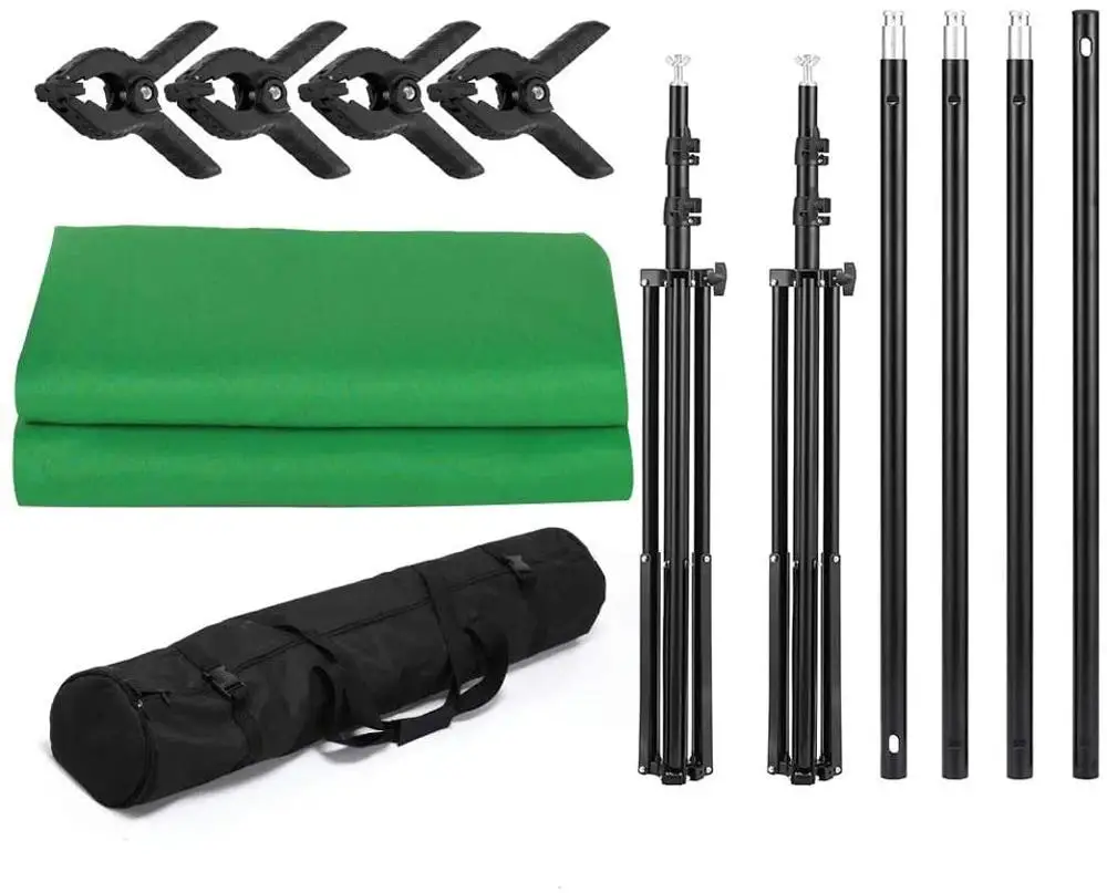 Selens Green Screen Backdrop Stand Kit 6.5x10ft Background Support System with 6.5x10ft Chromakey Backdrop with Clamps