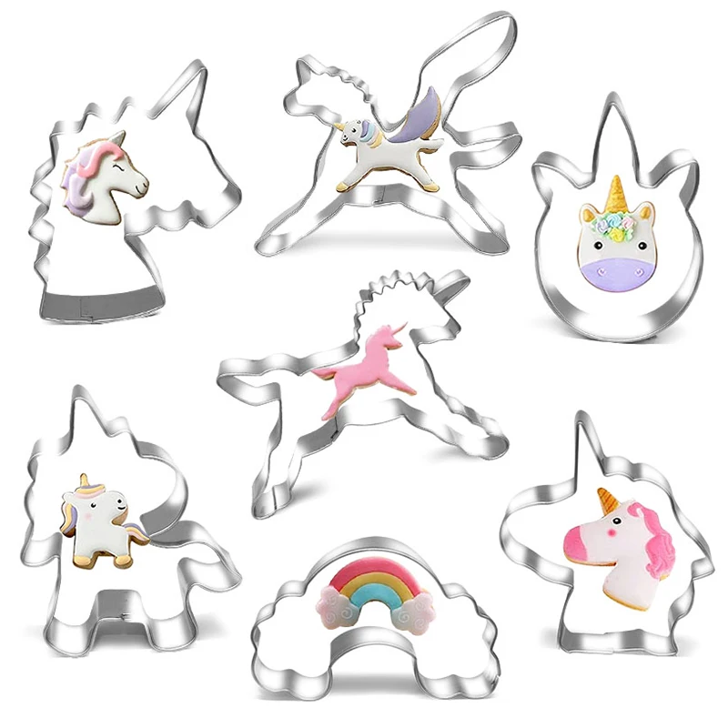 Cartoon Unicorn Cookie Cutter Mould Stainless Steel Fondant Cake Biscuit Mold Baking Tools Unicorn Birthday Party Decorations