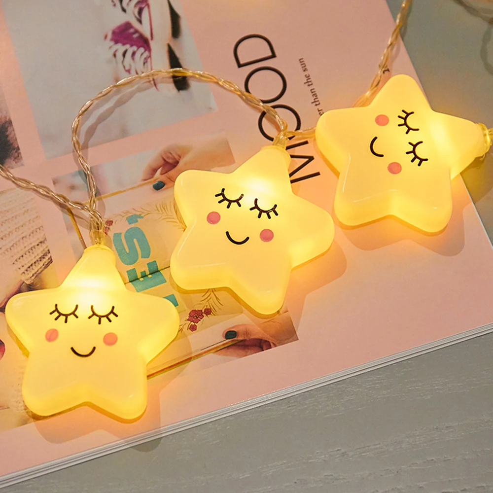 DC3V Laterne Nette Smiley Stern Led String Licht Mädchen Herz Zimmer Baby Baby Zimmer Schlafzimmer Urlaub Dekoration Lichter