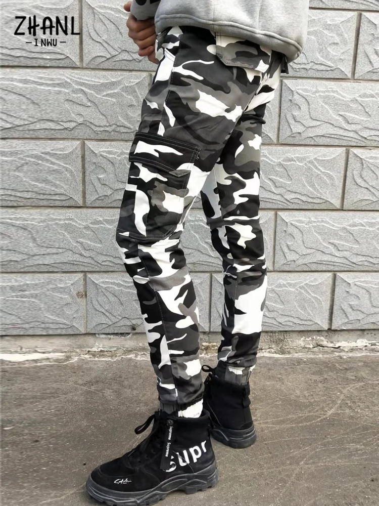 Fashion Men Jeans Slim Fit Camouflage Pants Business Casual Pants Streetwear Cargo Army Long Trousers Camo Joggers Sweatpants
