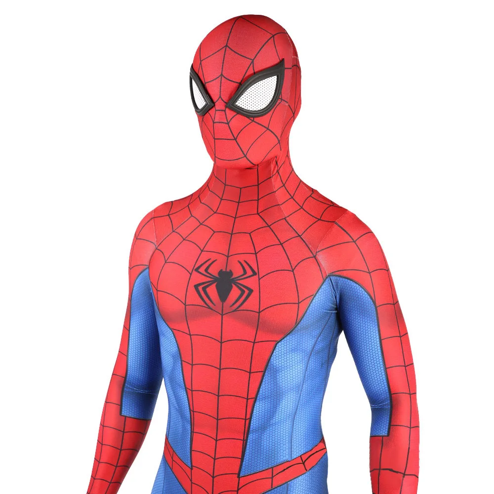 PS4 Classic Peter Parker Spiderman Costume Cosplay Superhero Spandex Zentai body Spidey Boys Costume di Halloween per adulti