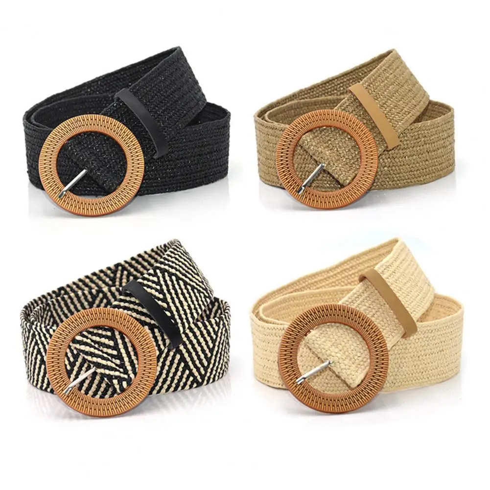

Round Buckle Braided Waist Belt Women Adjustable Bohemia Dress Belt Clothes Ornament