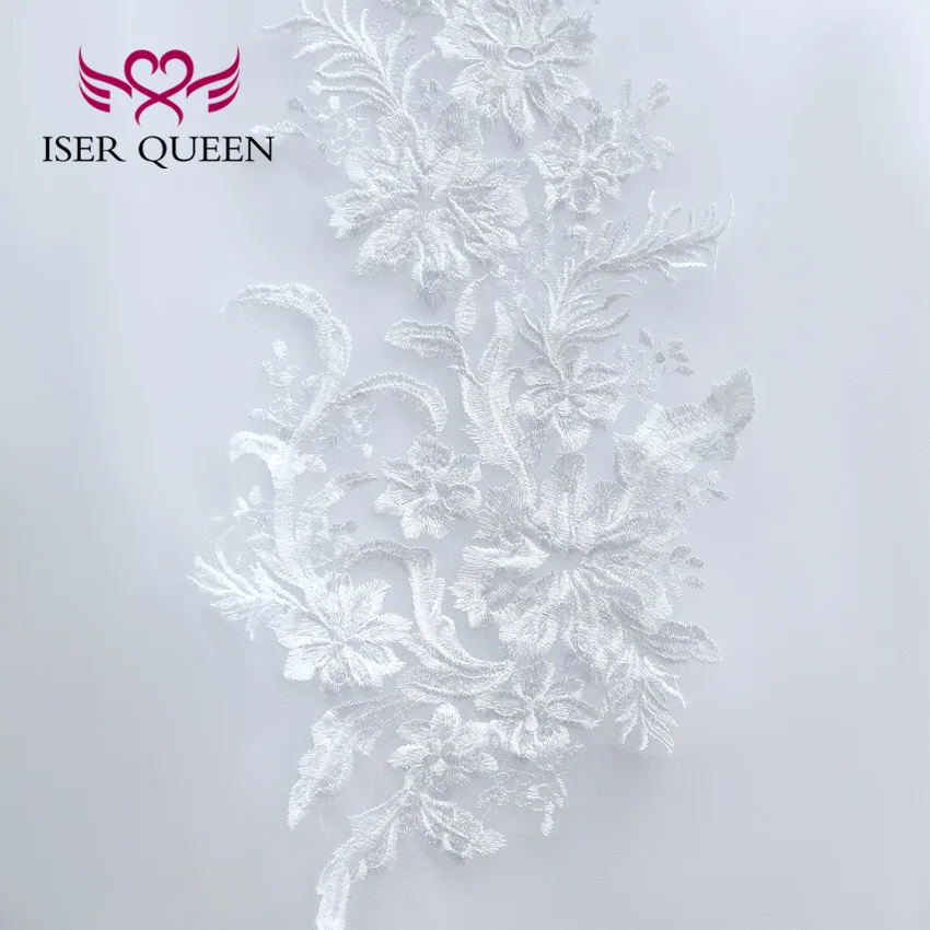 ที่กําหนดเอง V คอลูกไม้ที่สวยงาม Appliques BOHO งานแต่งงานชุดเย็บปักถักร้อยสุทธิสีขาว PLUS ขนาดชุดแต่งงานผู้หญิง WX0267