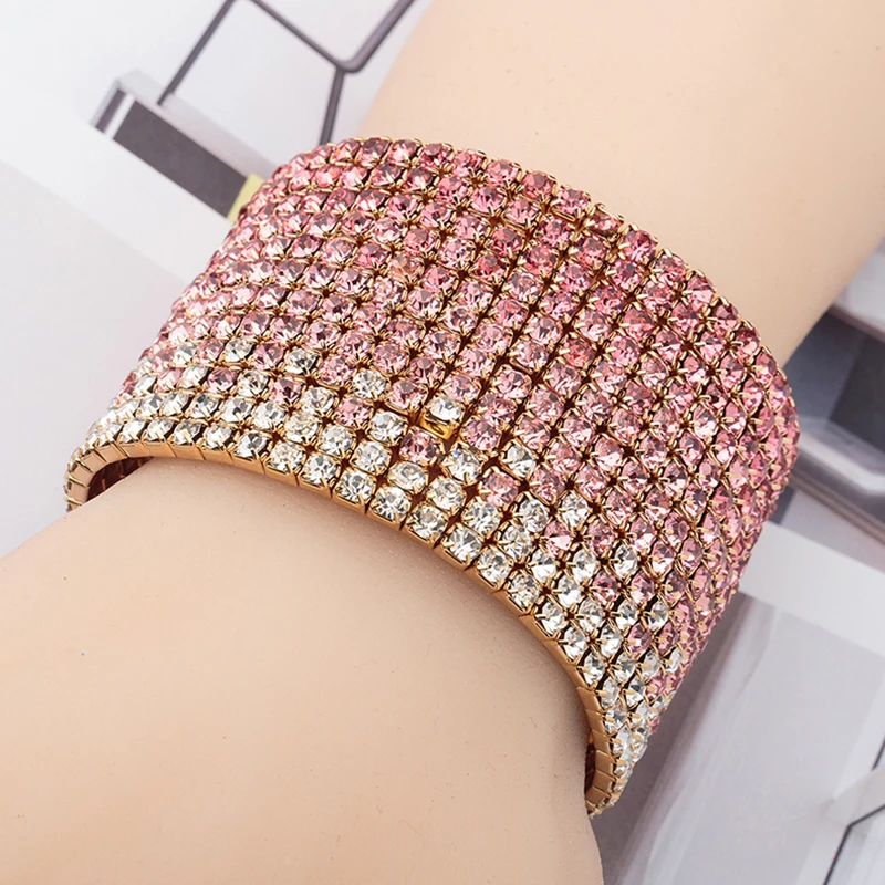 ใหม่แฟชั่น Rhinestone ความยืดหยุ่นกำไลและกำไล pulseras mujer YFJEWE กำไลใหญ่สำหรับอุปกรณ์เสริมสำหรับผู้หญิงของขวัญ B162