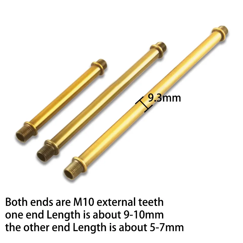 2pcs Retro Gold Ancient M10 Outer Teeth Double Head Metal Hollow Straight Tube Table Lamp Lamp Holder Connection Tube DIY