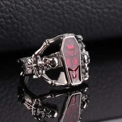 Punk Vintage Jewelry Silver Color Stainless Steel Vampire's Coffin Men's Ring Party Charm Accessories Cool Boy Gift