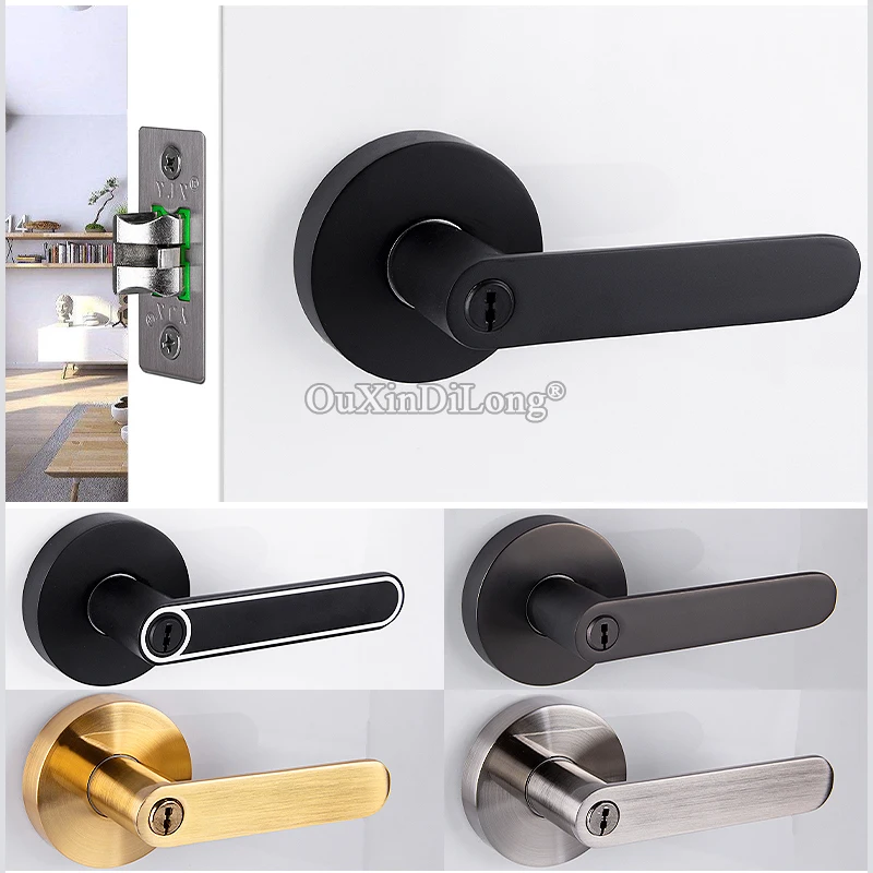 

Durable Heavy Door Lever Locks Copper Cylinder Door Lock Set Passage Privacy Entrance Door Lock for Living Room Bedroom Bathroom