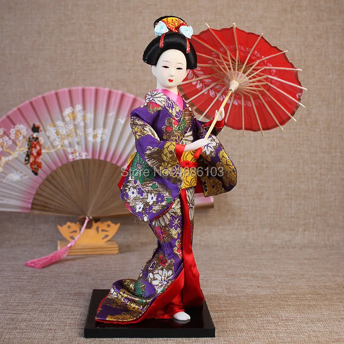 Japanese Umbrella Puppet Lovely Kimono Dolls Geisha Figurines Dolls With Beautiful Kimono New House Decoration Birthday Gift