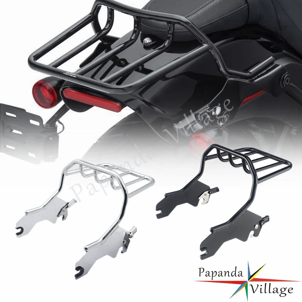 

Motorcycle Quick Detachable Two-up Luggage Rack For Harley Softail FLSB FXLR FXLRS Sport Glide Low Rider 2018-2020 Chrome/Black