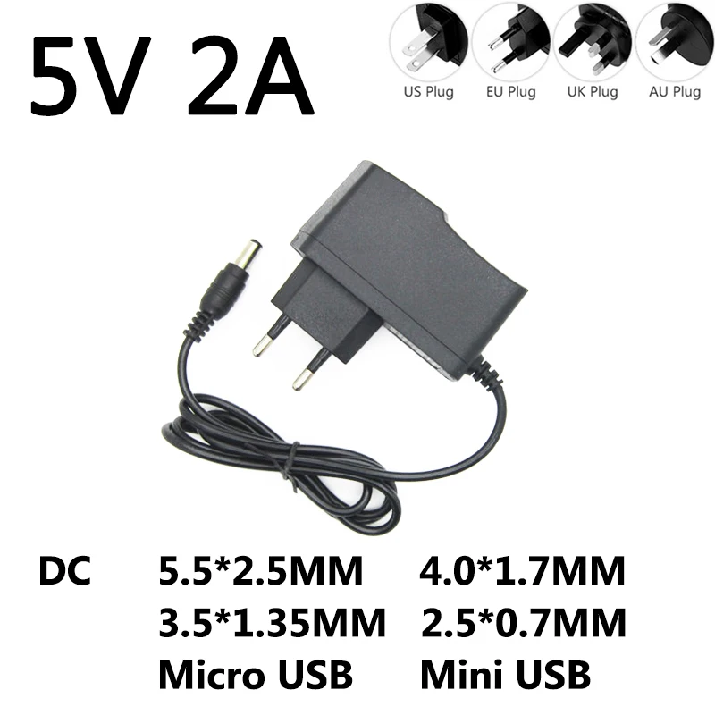 DC 5V 2A AC 100-240V Converter power Adapter 5 V Volt 2000MA Switch Power Supply Charger Mini Micro Usb