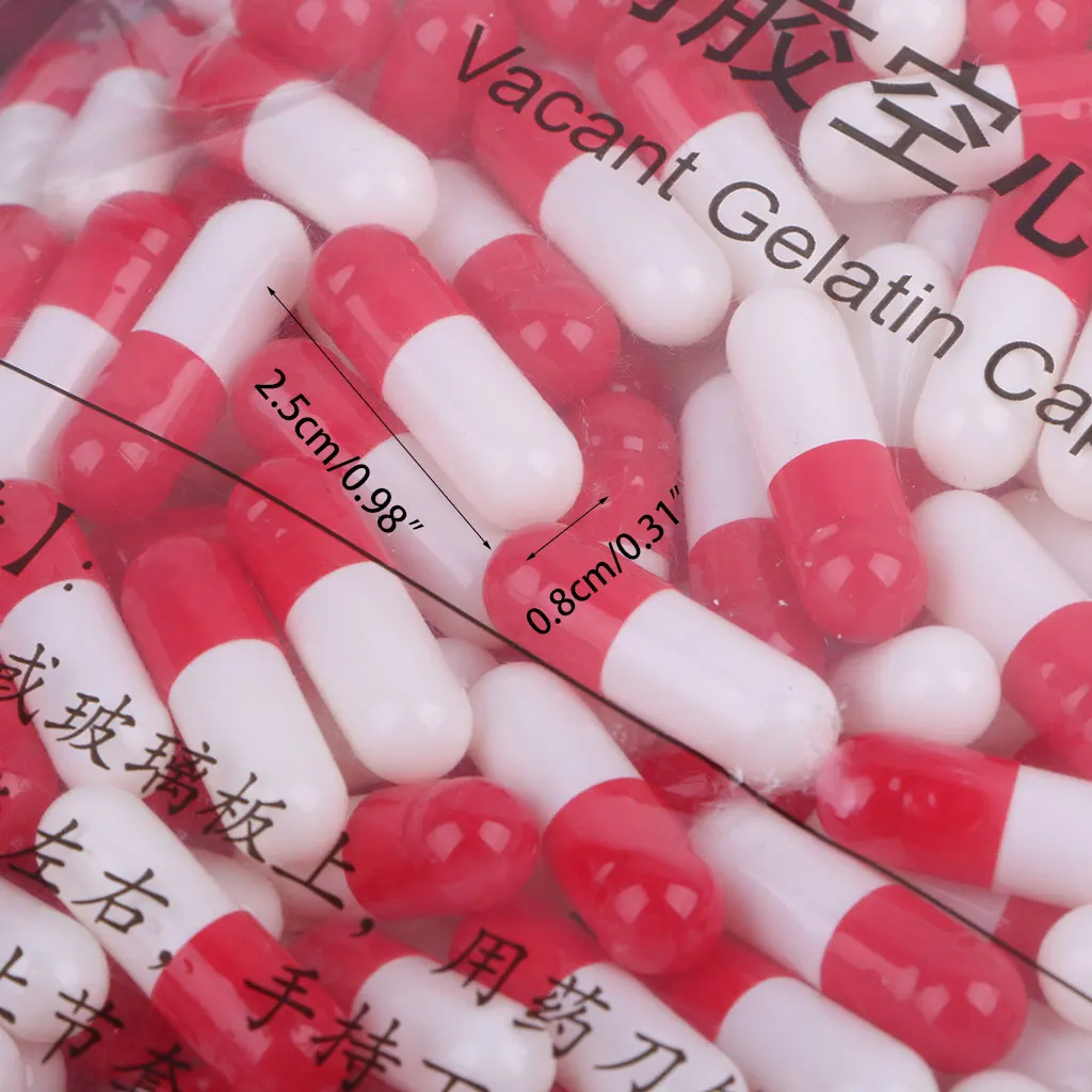 Brand New and High Quality 1000Pcs Empty Hard Gelatin Capsule MedicineCapsule 0#Red And White Empty Pill