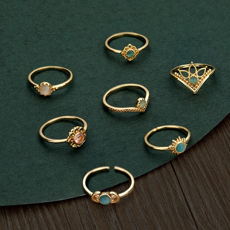 Mode Opal Fingerringe für Frauen Edelstahl verstellbare Paar geometrische Ring handgemachte ästhetische Schmuck Geschenk Anillos