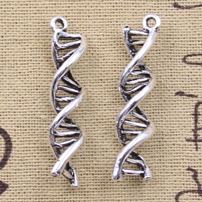 10pcs Charms DNA Deoxyribonucleic Acid 40x8x8mm Antique Silver Color Pendants DIY Making Findings Handmade Tibetan Jewelry