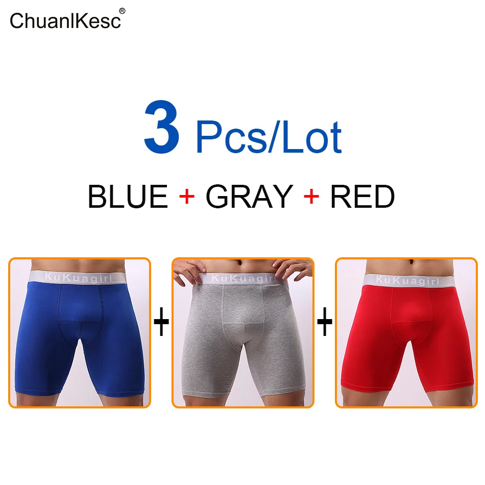 

3 Pcs/Lot Men's Underwear Pure Cotton Lengthened Boxer Pants Sports Sweat Absorbing Fitness Pants To Prevent Abrasion Of Legs