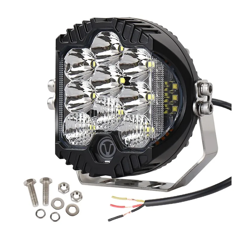 

EURS 7 Inch LED Headlights DRL Hi/Lo Beam 90W 8000LM 9LEDS For Niva Motorcycle Lada Offroad 4x4 UAZ 12V 24V White Yellow