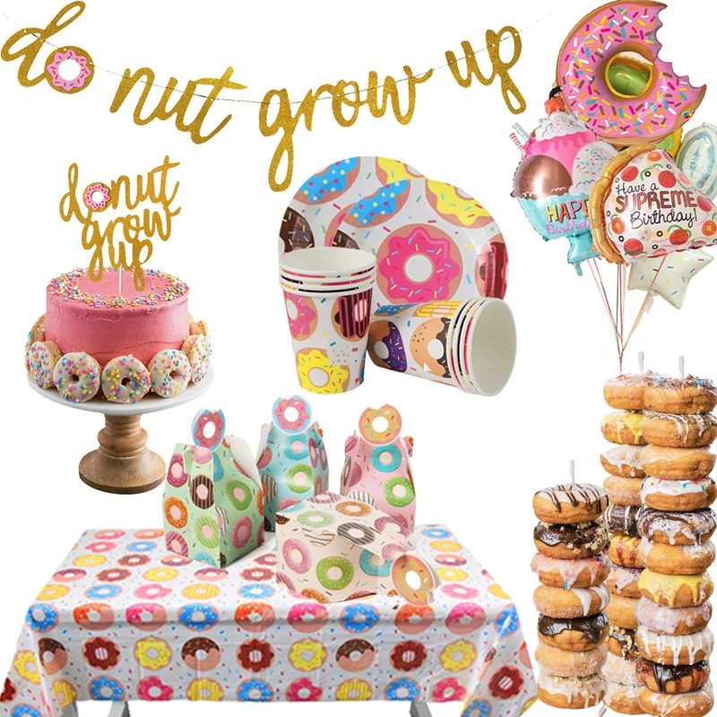 Cyuan Donut crecer tema Fiesta suministros cumpleaños Donut tema Baby Shower Donut soporte de pared tablero de exhibición de un cumpleaños suministros