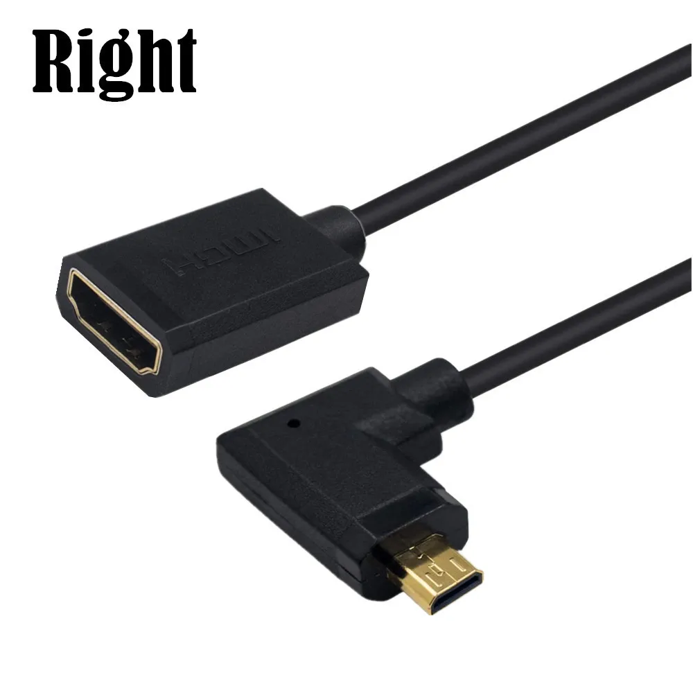 OD3.2mm Superfine HDMI-compatible Cable 4K 60Hz Micro HDTV Male 90° Elbow Up Down Left And Right To HDTV Female Cable 0.15m