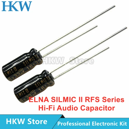 Imagen 2 del producto ELNA-condensador de Audio SILMIC II serie RFS, HiFi, 6,3 V, 10V, 16V, 25V, 50V, 63V, 100V, 10uF, 22uF, 47uF, 100uF, 220uF, 470uF, Original