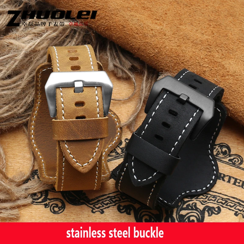 For Fossil PAM watchband genuine leather wristband with tray bracelet with stainless steel buckle handmade strap 20 22 24 26mm