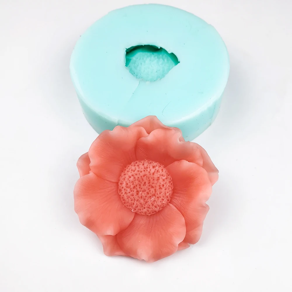 PRZY Mould Silicone Flowers Cup Daisy Rose Peony Soap Molds Fondant Soap Molds Handmade Mold Clay Resin Candle Mould