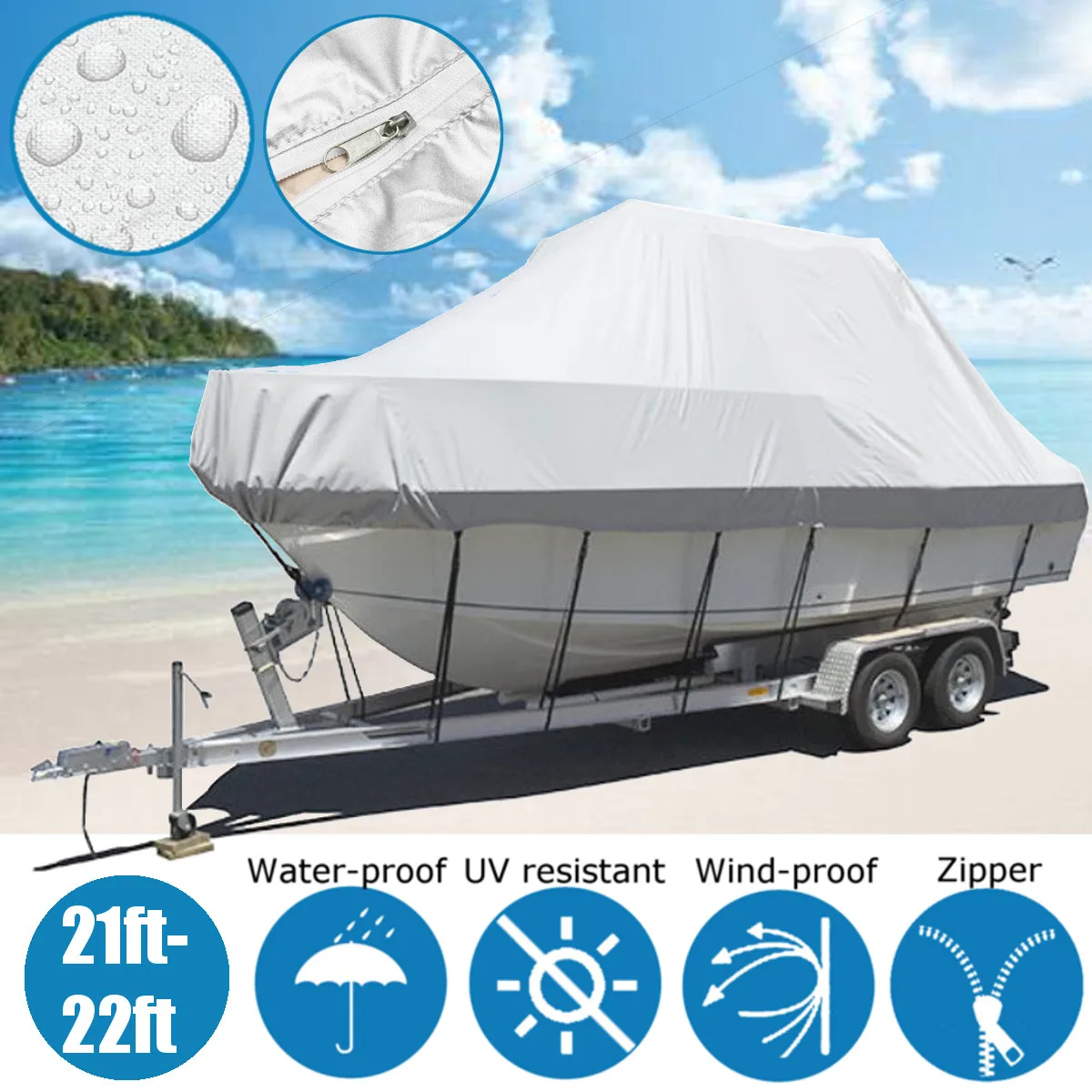 6.7m 22ft 600D Boat Cover Marine Boat Yacht New Design Premium Heavy Duty Trailerable Jumbo Boat Cover