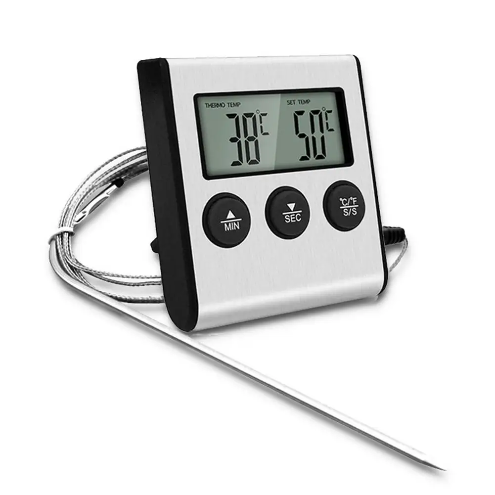 

Electronic Digital LCD Food Thermometer Probe BBQ Meat Water Oil Cooking Temperature Alarm Cooking Timer Kitchen Cooking Tester