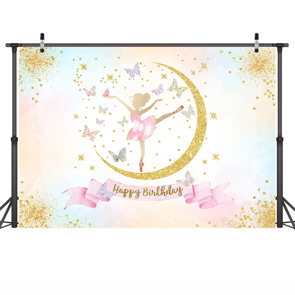 زينة خلفية عيد ميلاد سعيد ، فراشة الجان ، راقصة باليه ذهبية ، حفلة عيد ميلاد ، صورة ، كعكة تحطيم ، تصوير