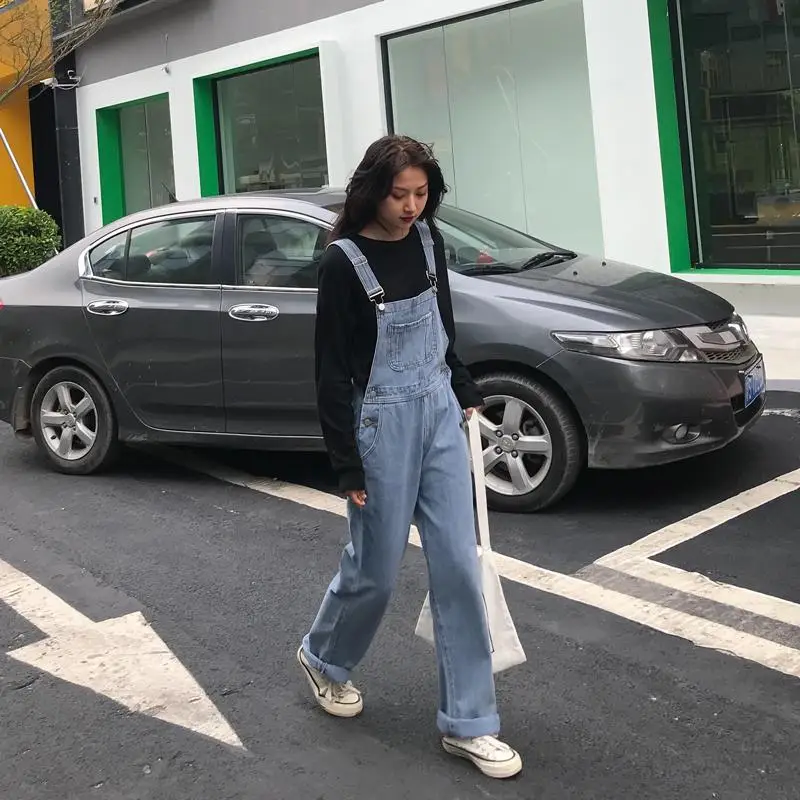 Jumpsuits Women Long Denim Strap Slim Summer All-match Vintage Womens Fashion Streetwear BF Ulzzang Leisure Simple Chic Students