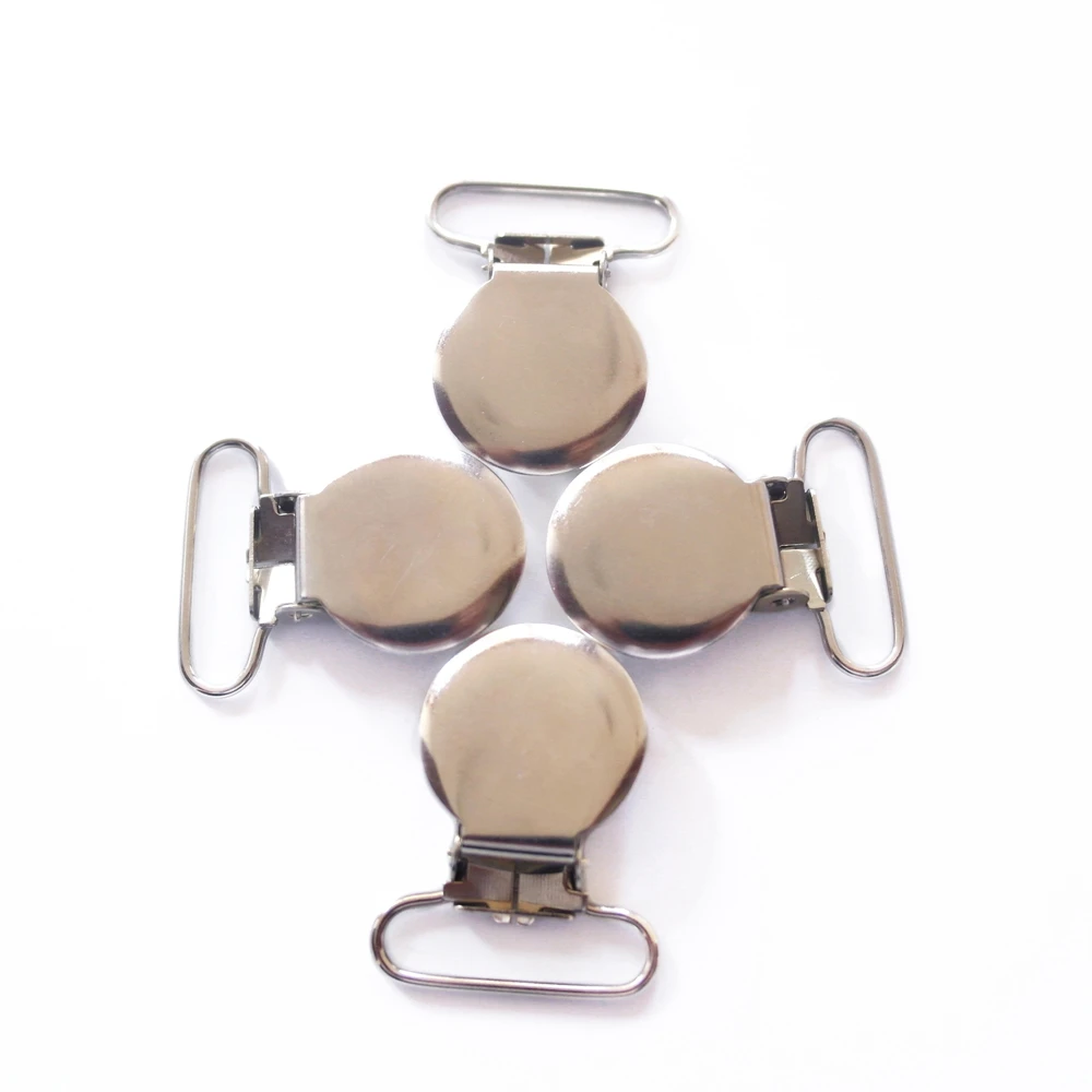 Sutoyue Free shipping 280pcs Round Top Metal Sliver Suspender Clips Wholesale Suspender Clips Pacifier Clip for Baby Dummy Clips