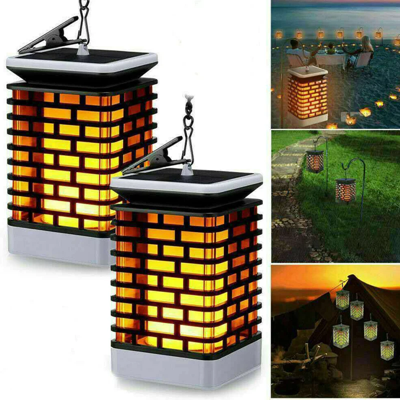 2PCS LED Solar Flame Lamp Outdoor Lights Safety Waterproof Light Flicker Lights For Garden Decoration Chandeliers Tree Light