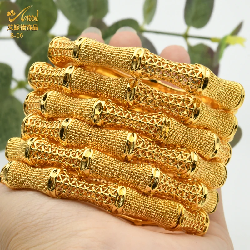 ANIID Dubai Gold Color Bangles Wedding Indian Bracelet Women African Moroccan Charm Ethiopian Finger Hawaiian Bridal Jewelry